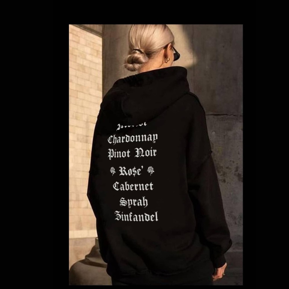 Wine Members Only Oversized Hoodie Unisex Gothic Wine List Graphic Sweatshirt